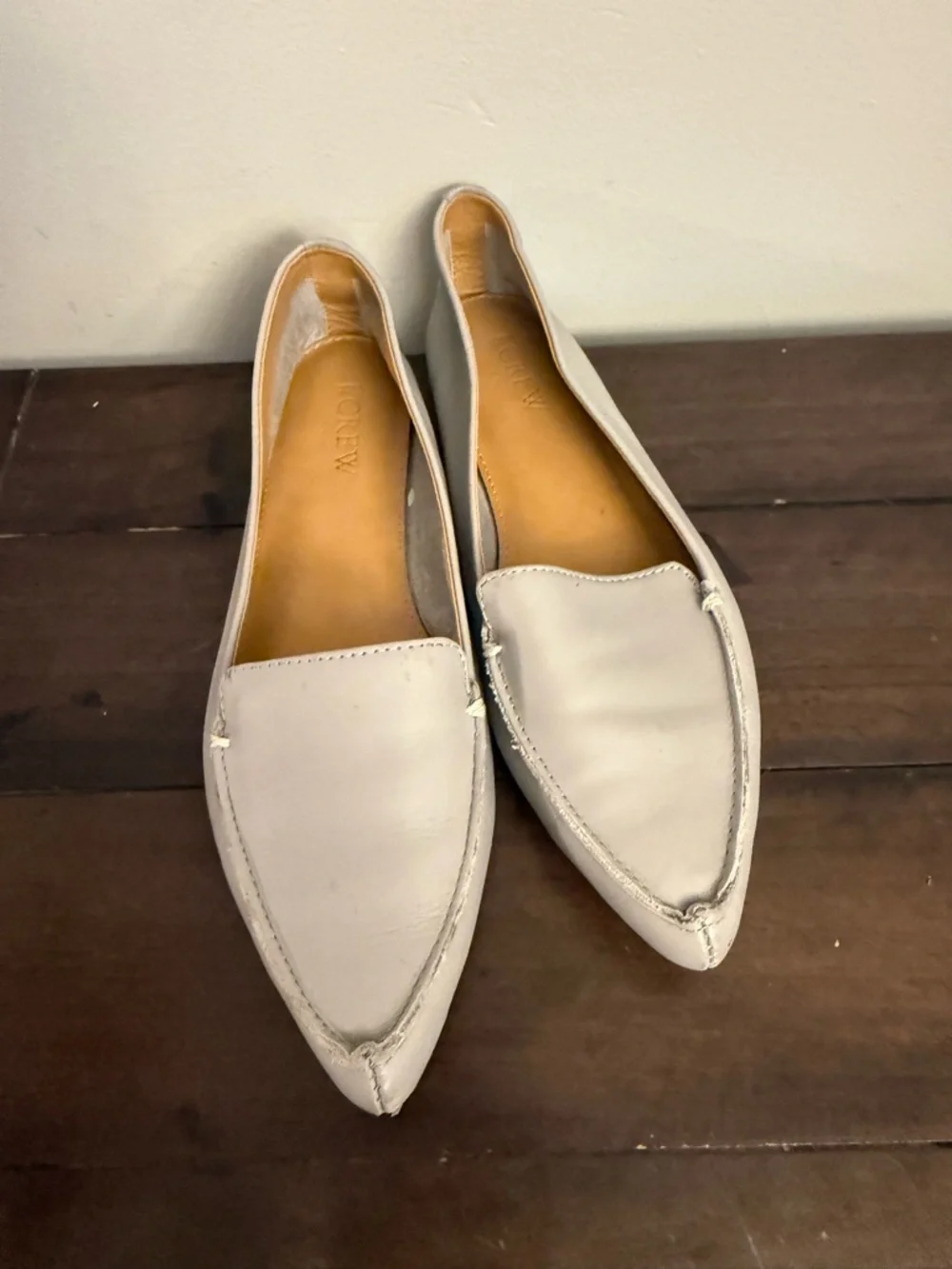 J.Crew Gray Pointed Toe Leather Loafers Flats Women’s Size 5.5 Minimalist
